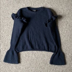 Soft Navy Sweater with Ruffles